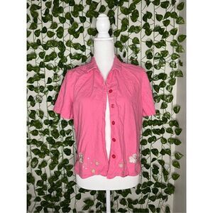 Sag Harbor Pink Embroidered Shirt